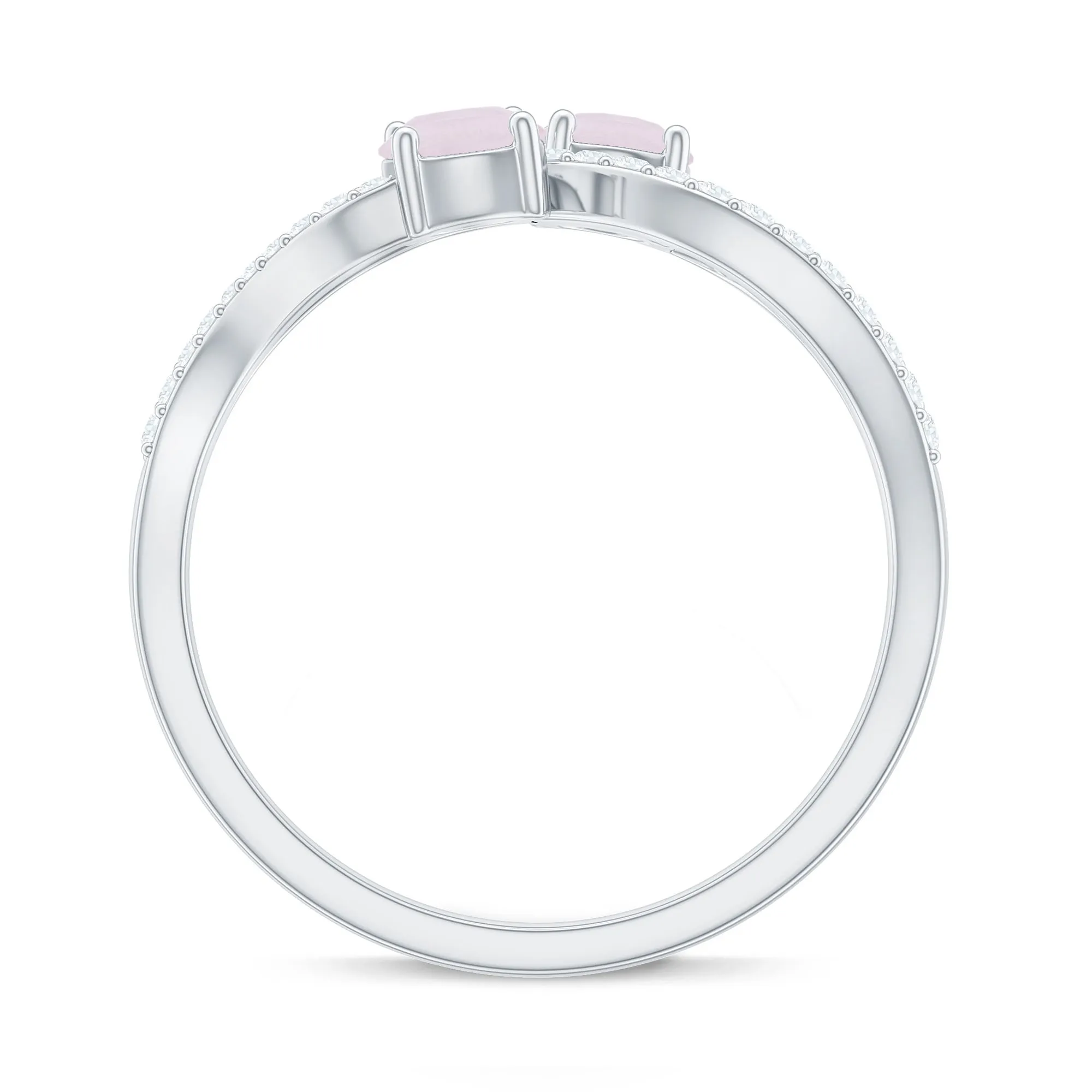 3/4 CT Minimal Rose Quartz and Diamond Engagement Ring