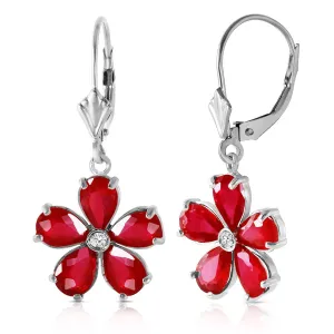 4.43 Carat 14K Solid White Gold Leverback Earrings Ruby Diamond