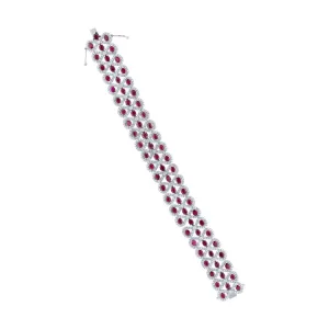 5.92ct Diamond & 16.39ct Ruby 14k White Gold Bracelet