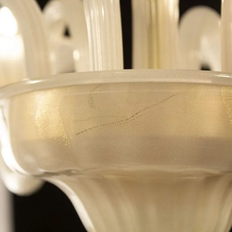 6 Light Silk and Gold Murano Glass Chandelier