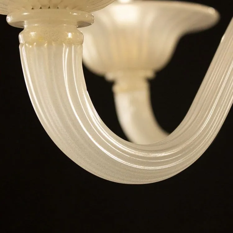 6 Light Silk and Gold Murano Glass Chandelier