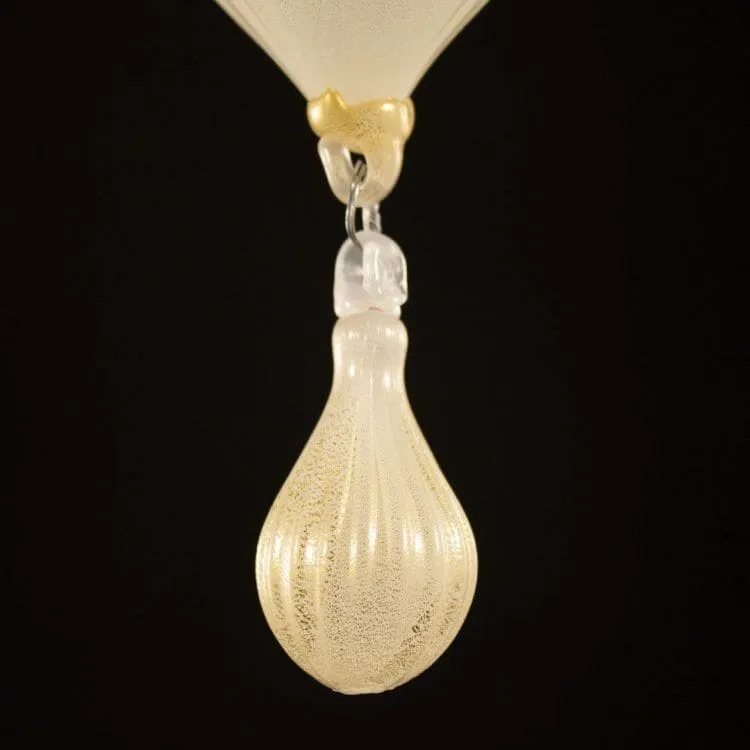 6 Light Silk and Gold Murano Glass Chandelier