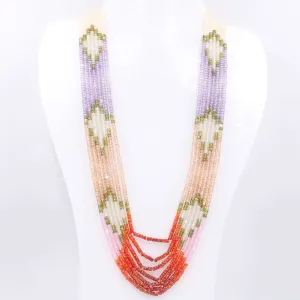 7 Strand Long Multi Color CZ Necklace Cubic Zirconia Multi Strand Necklace SKU: 6143152
