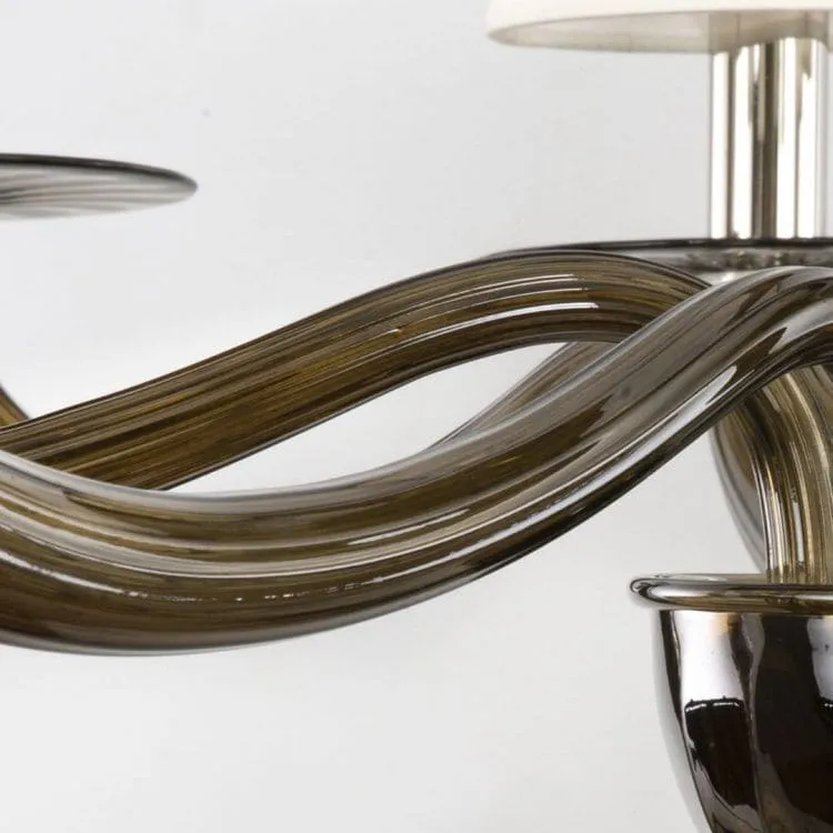 8 Light Chandelier in Smoke Murano Glass