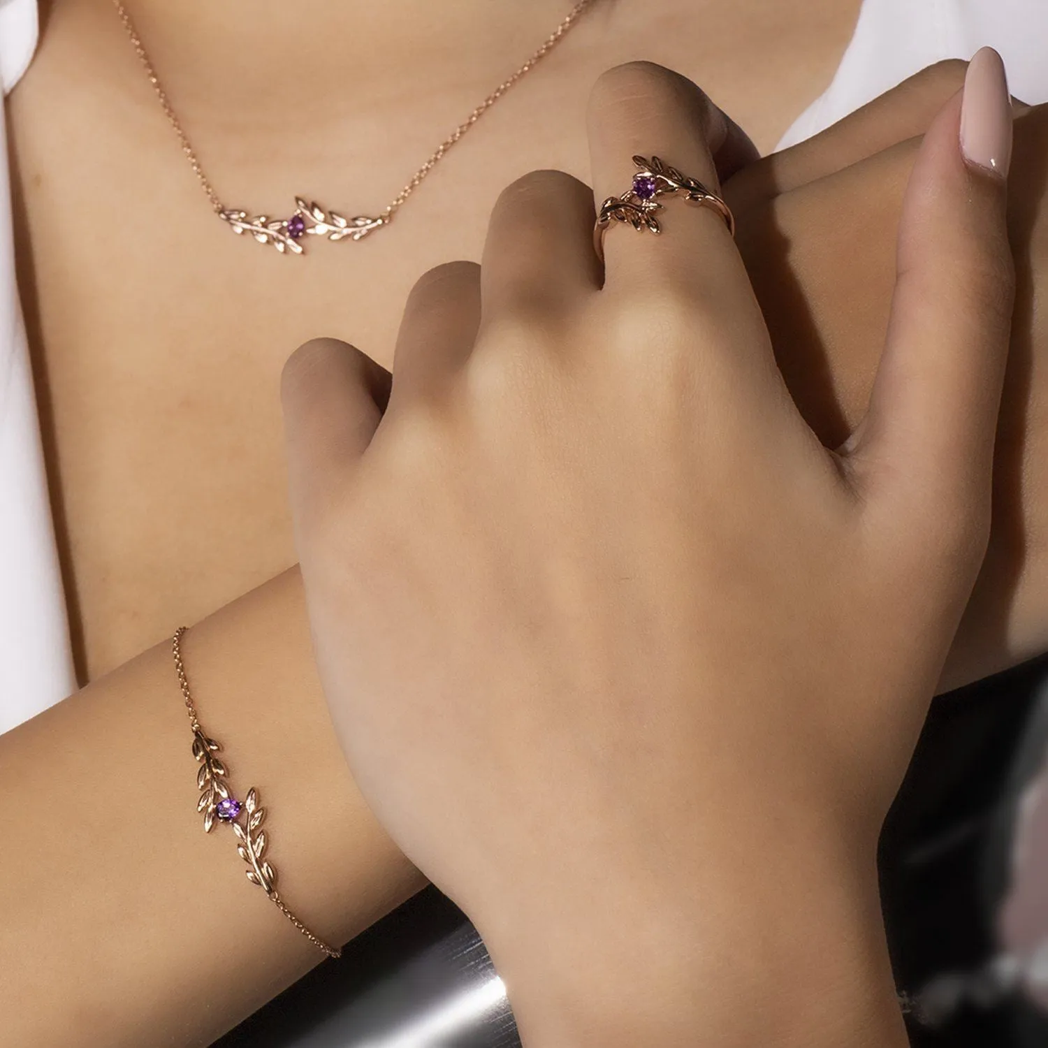 9 karat Rose Gold Amethyst Ringe