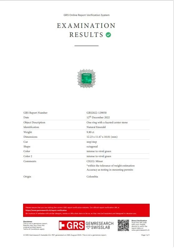9.80 Carat Colombian Emerald Diamond Platinum Cocktail Ring, GRS Certified