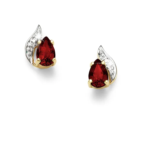 9CT GARNET & DIAMOND EARRINGS