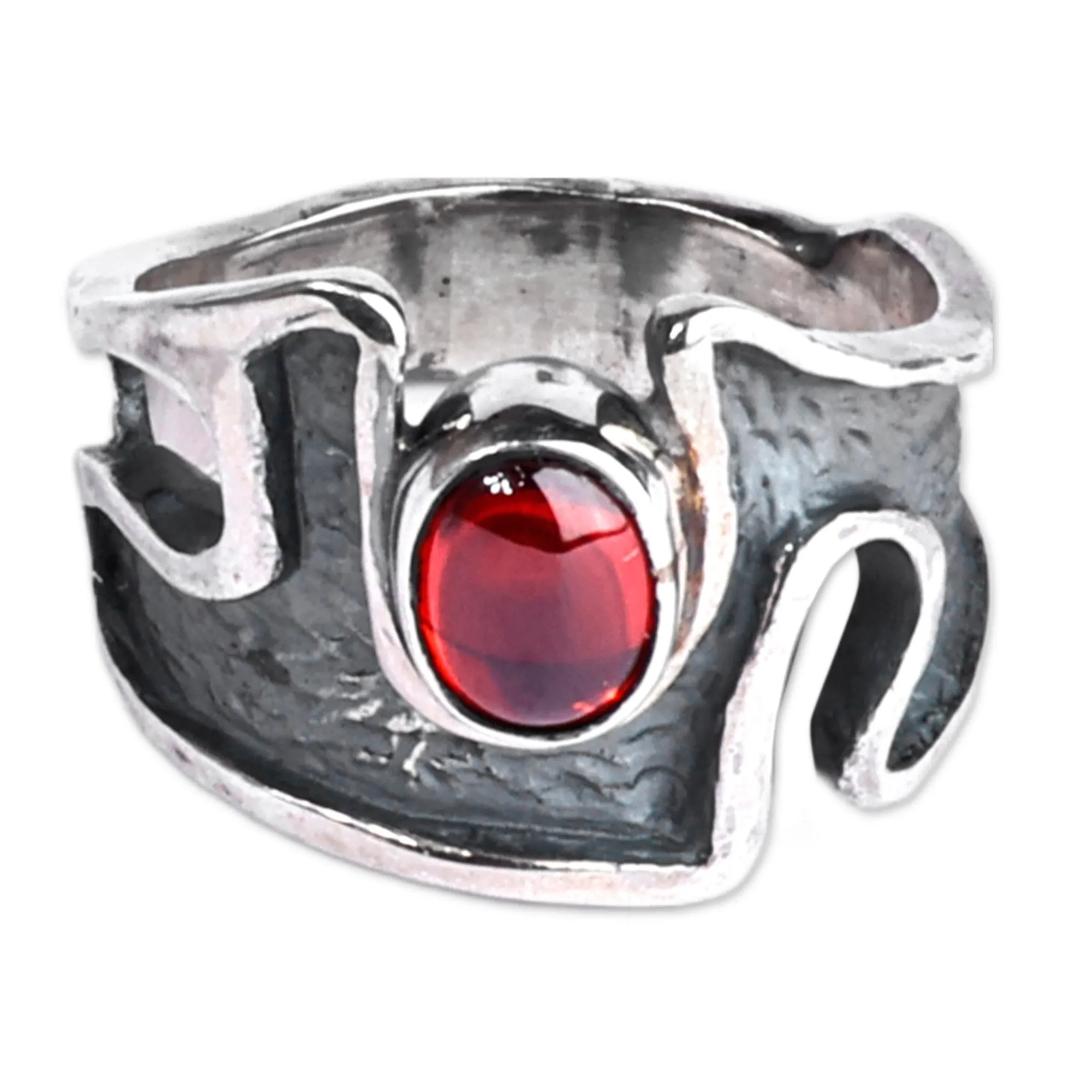 Abstract Sterling Silver Garnet Cocktail Ring from Armenia - Passion's Strength | NOVICA