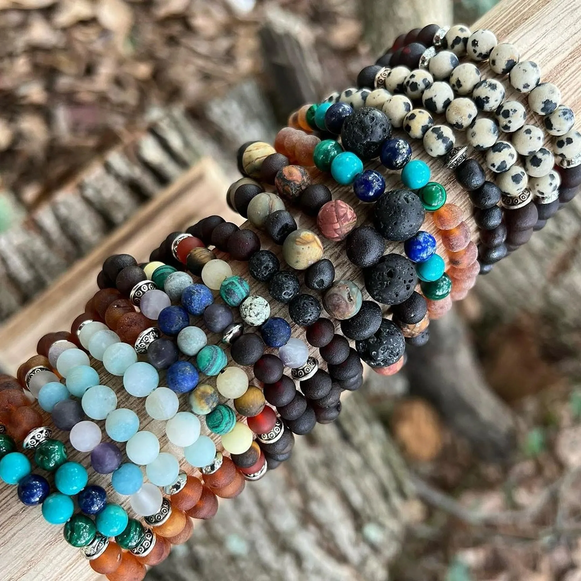 Adults | Amazonite   Raw Cognac Amber Bracelet