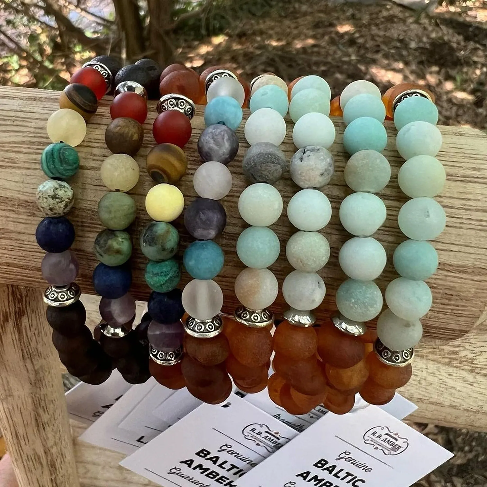 Adults | Amazonite   Raw Cognac Amber Bracelet