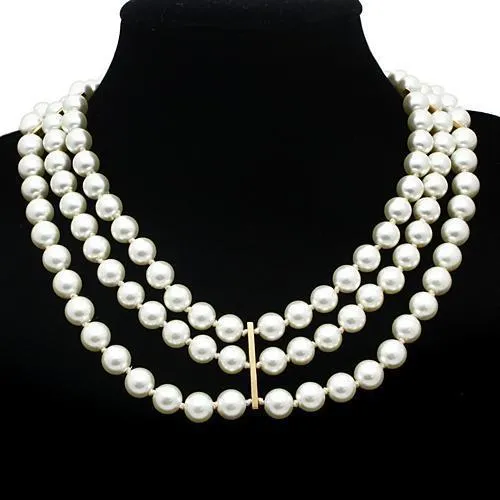 Alamode Gold Brass Necklace with Semi-Precious Onyx in Jet