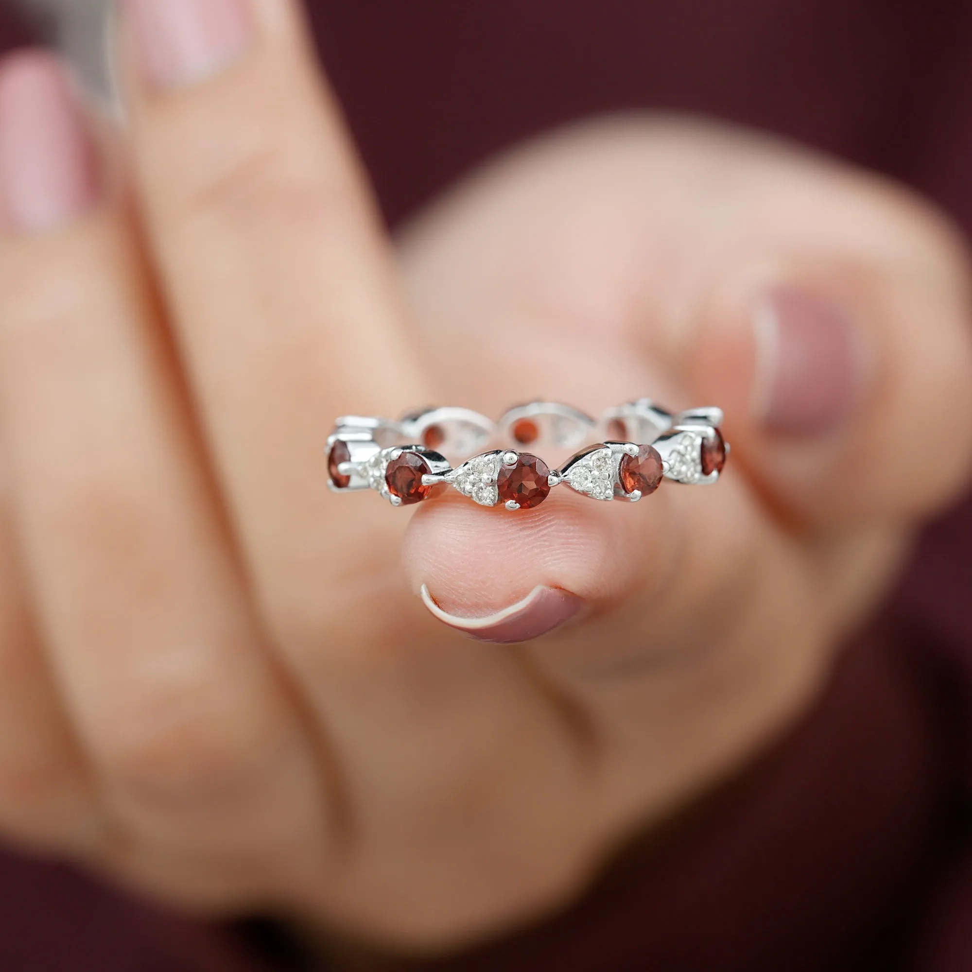 Alternate Garnet and Diamond Eternity Ring
