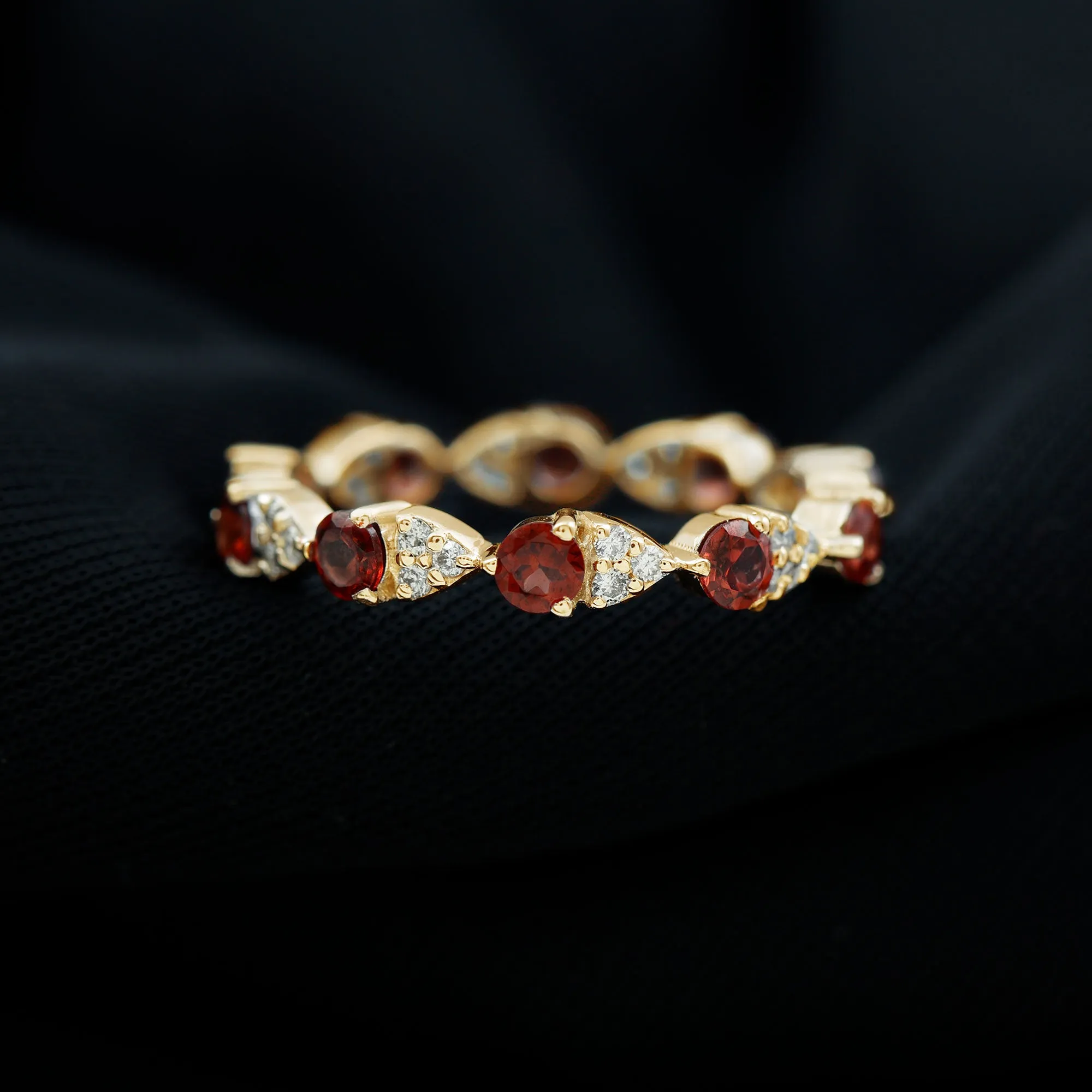 Alternate Garnet and Diamond Eternity Ring