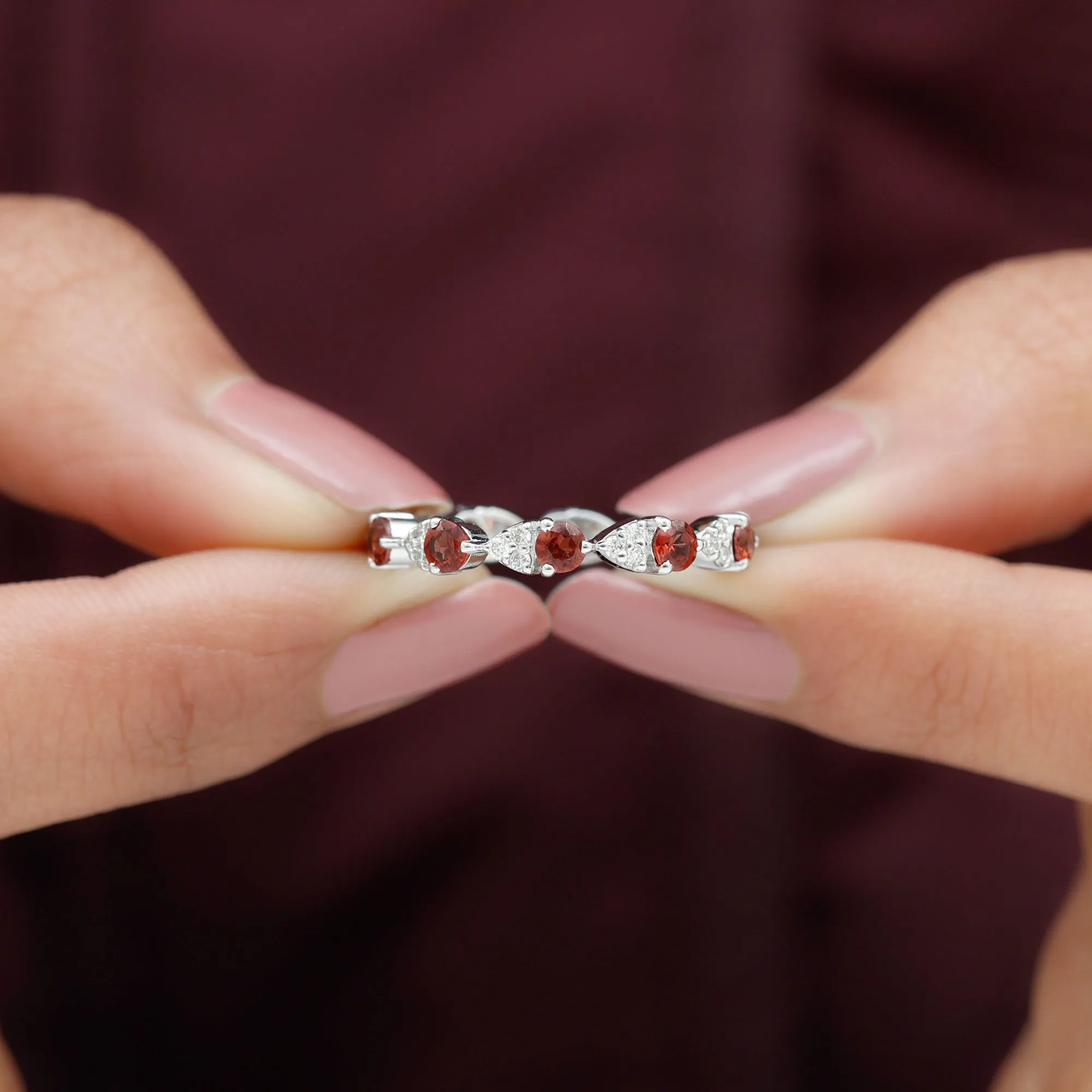 Alternate Garnet and Diamond Eternity Ring