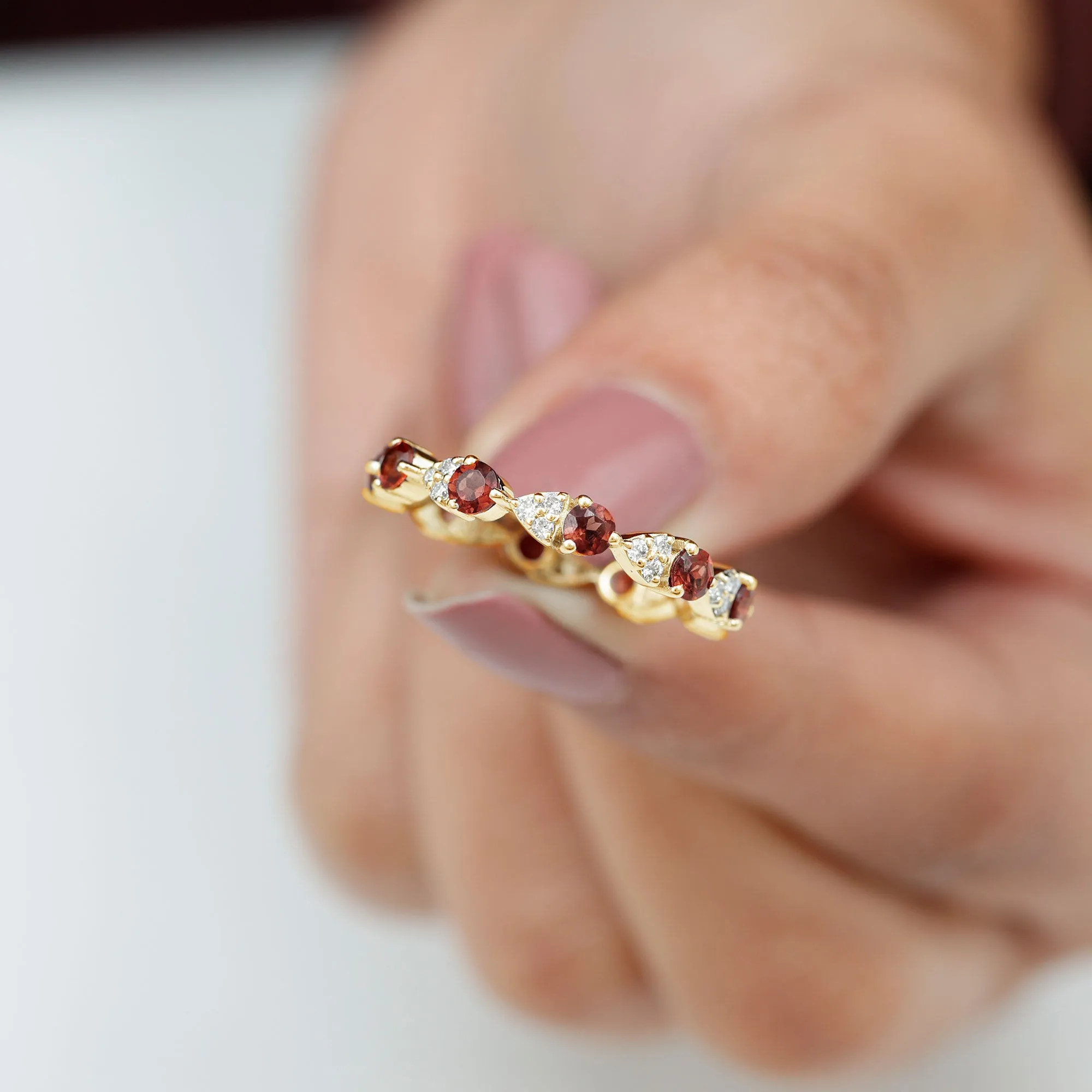 Alternate Garnet and Diamond Eternity Ring