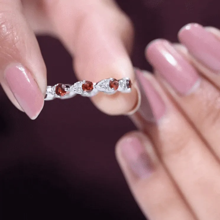 Alternate Garnet and Diamond Eternity Ring