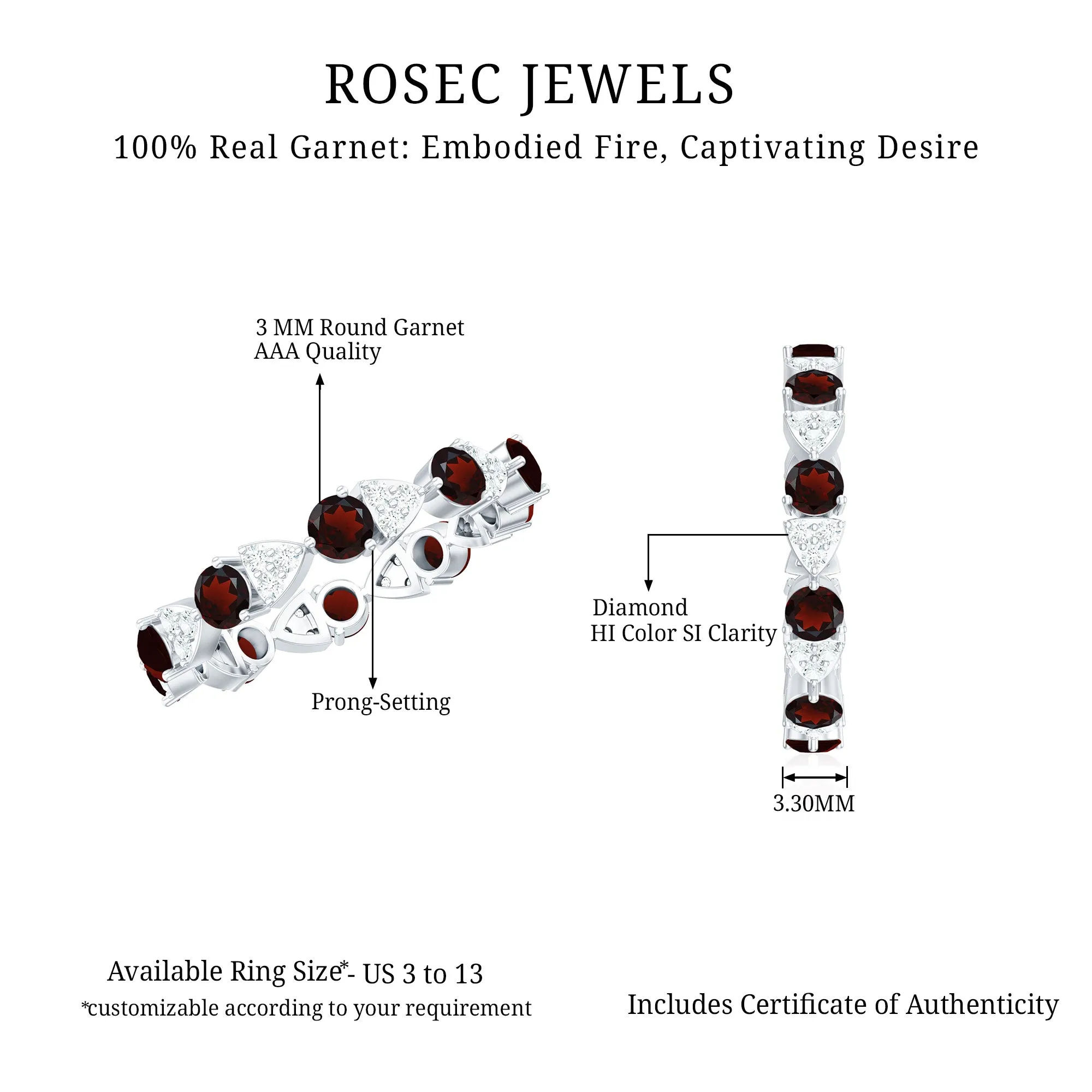 Alternate Garnet and Diamond Eternity Ring