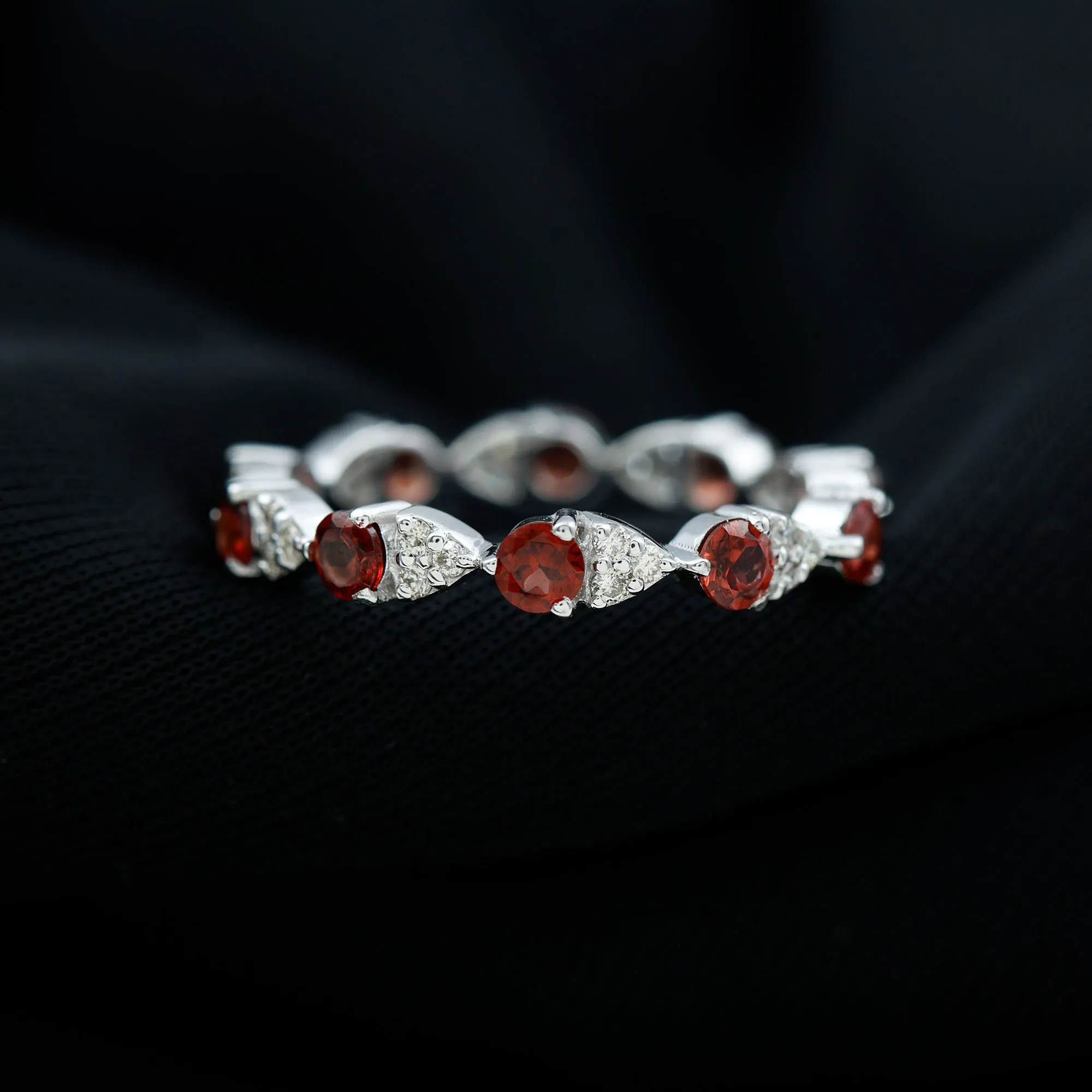 Alternate Garnet and Diamond Eternity Ring