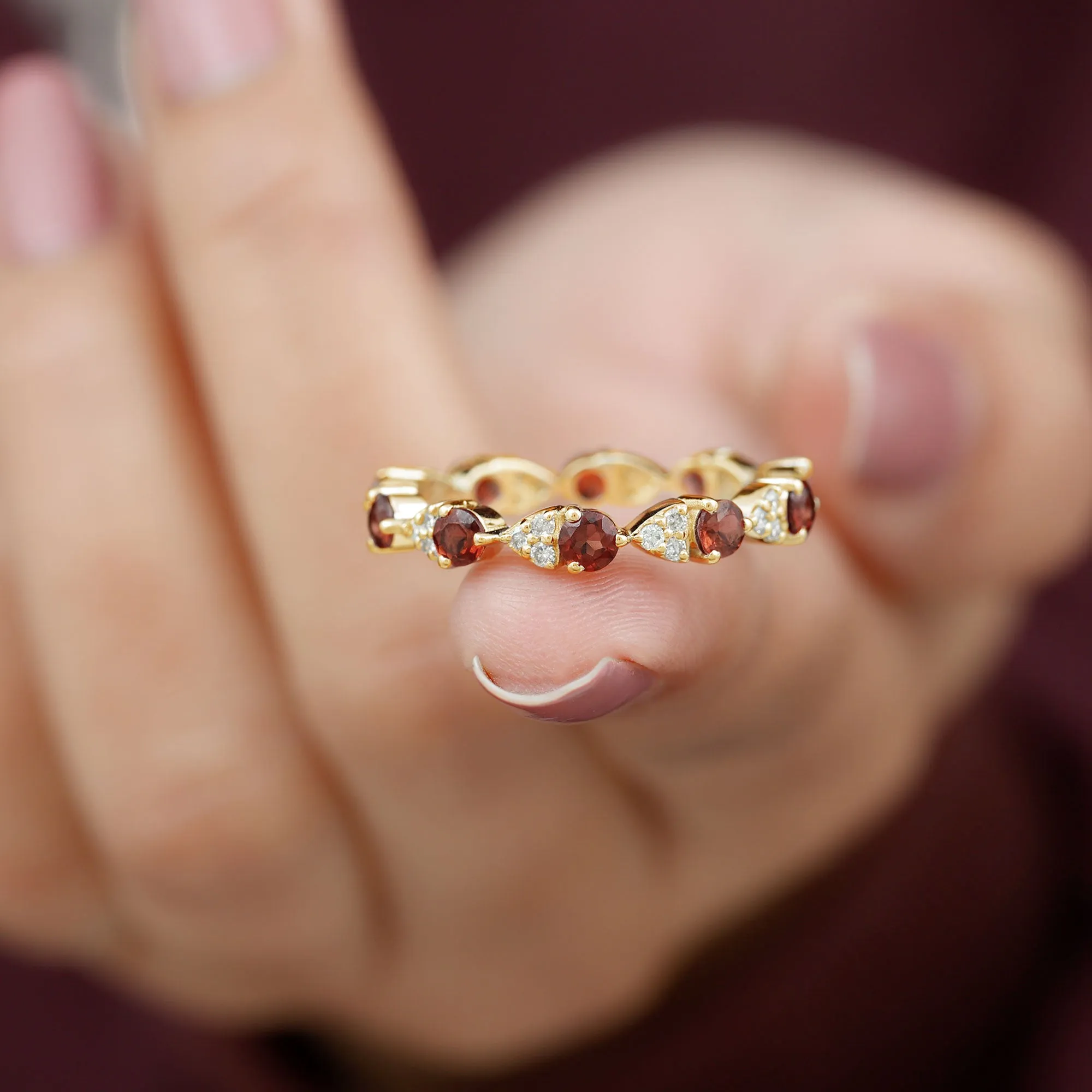 Alternate Garnet and Diamond Eternity Ring