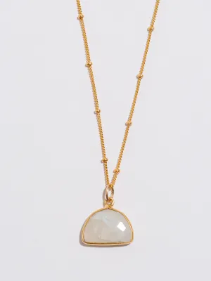 Amanda Moonstone Half Moon Pendant Necklace
