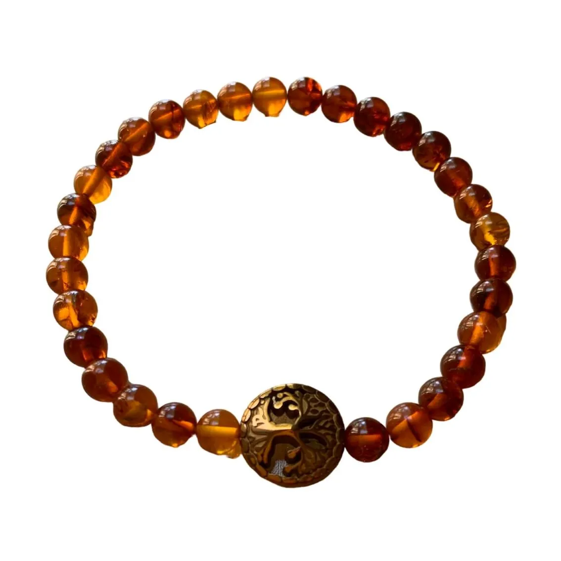 Amber Bracelet 6 mm Round Beads
