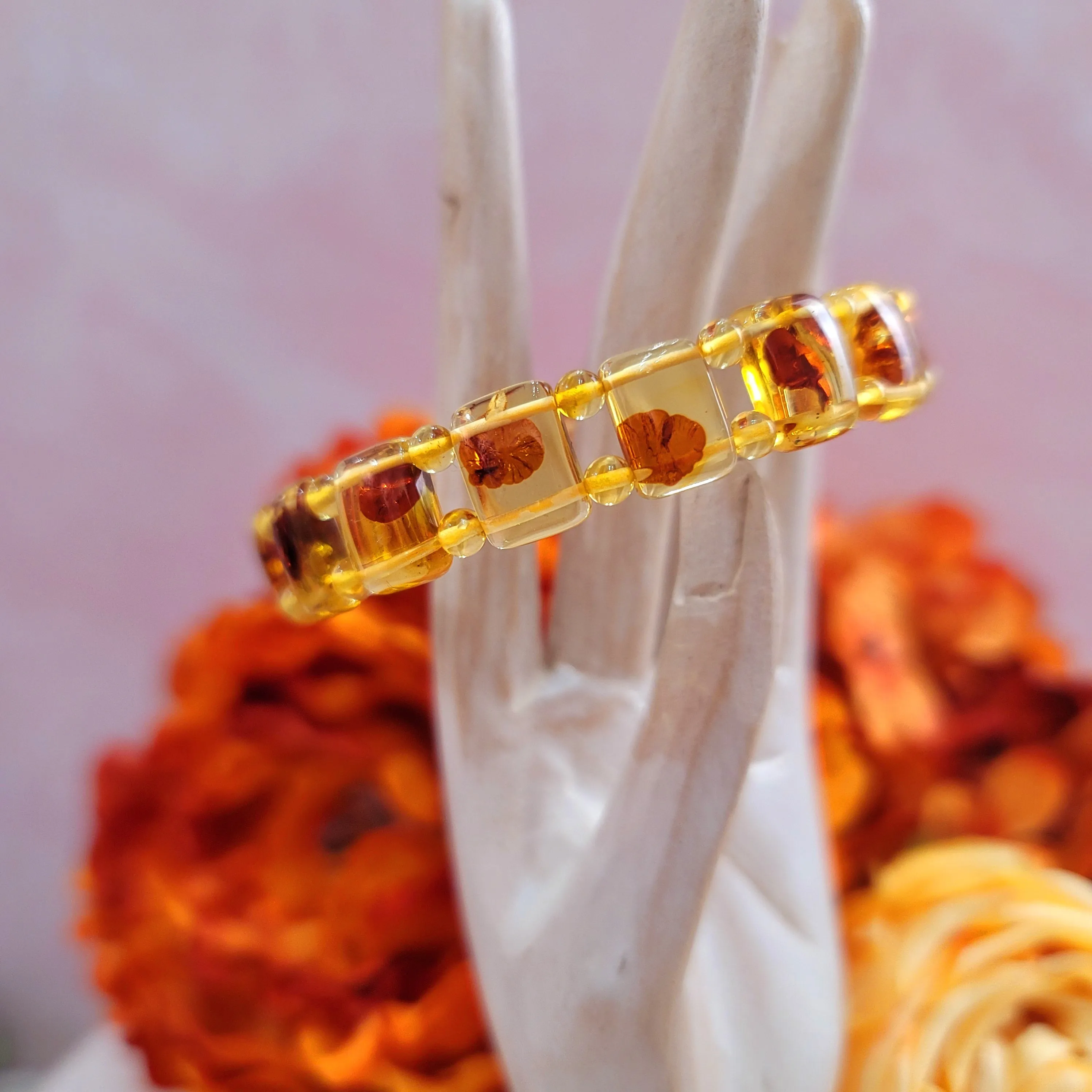Amber Bracelet Stretchy Bangle for Healing and Pain Relief