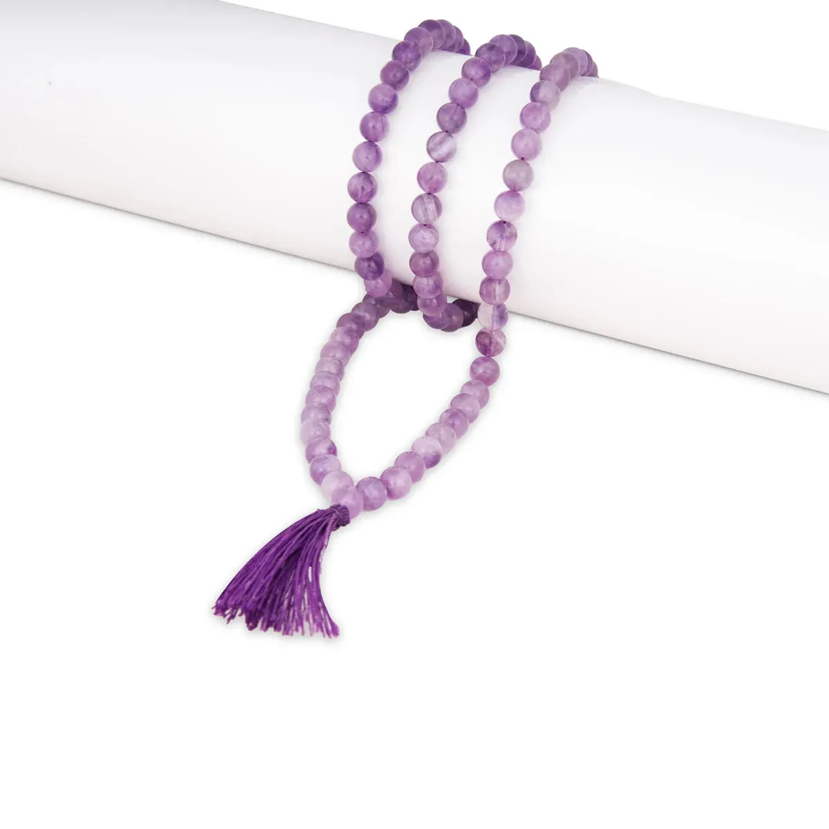 Amethist Mala - 18.5 Inches | 8 Mm/ 108 Beads Amethyst Crystal Mala/ Amethyst Stone Mala for Meditation