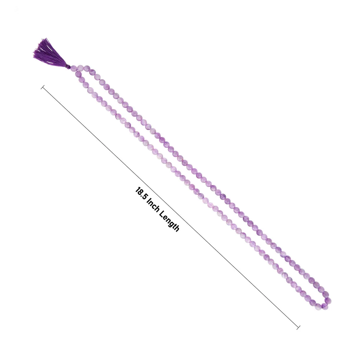 Amethist Mala - 18.5 Inches | 8 Mm/ 108 Beads Amethyst Crystal Mala/ Amethyst Stone Mala for Meditation