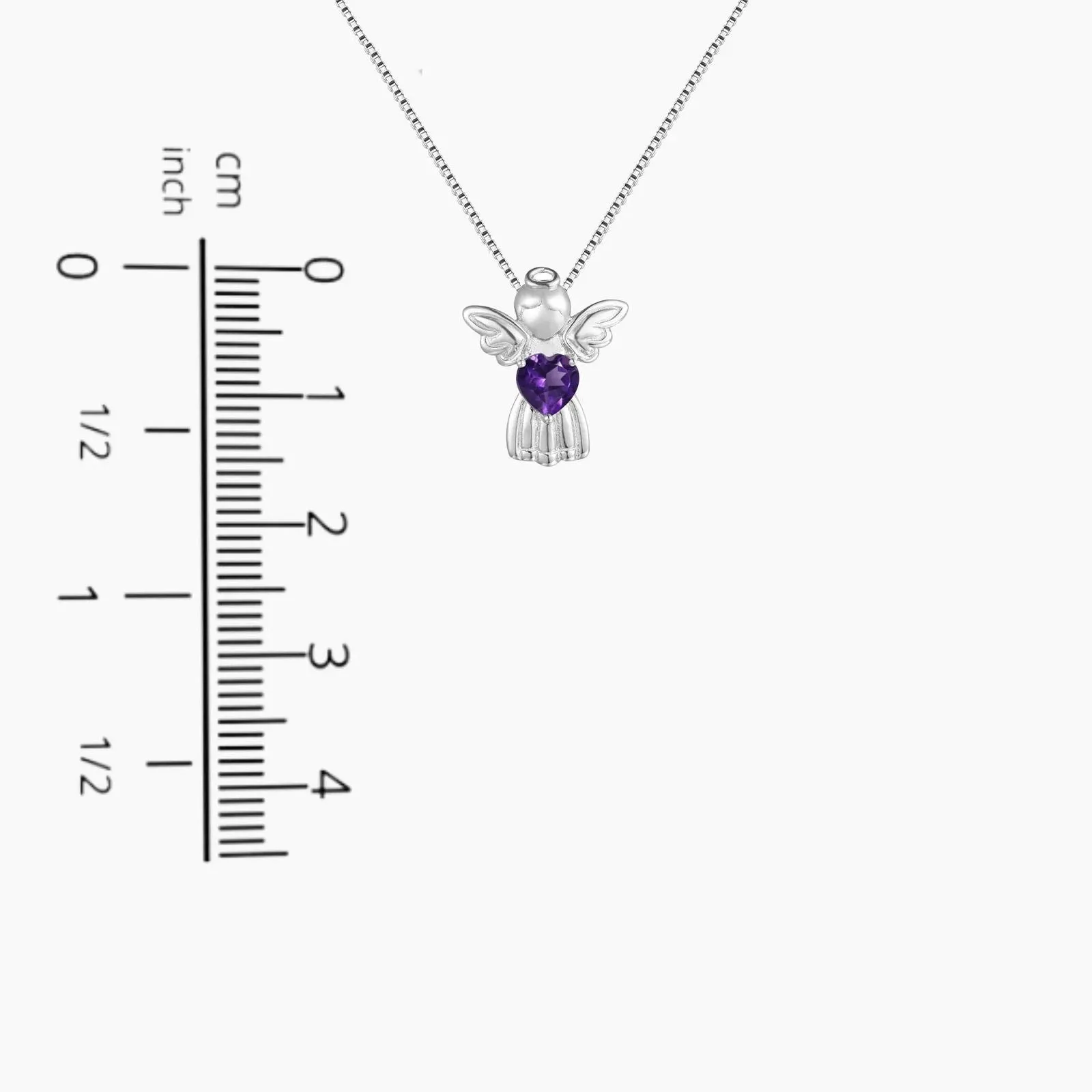 Amethyst Angel Necklace in Sterling Silver