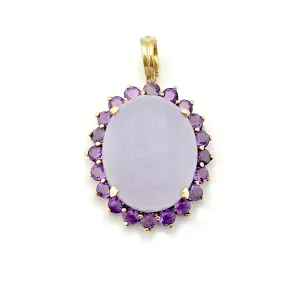 Amethyst-Framed Lilac Jade Pendant (14K)