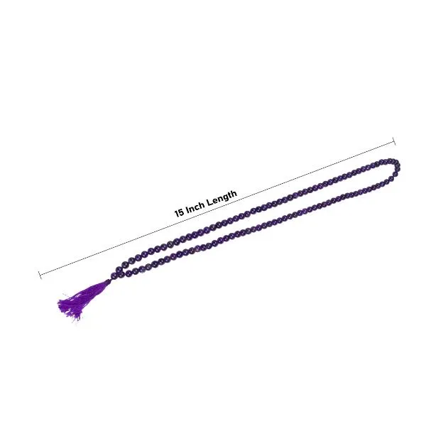 Amethyst Mala - 15 Inches | 108 Beads/ 6 mm/ Amethyst Stone Mala for Meditation
