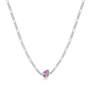 Amethyst Silver Figaro Necklace - Lindy