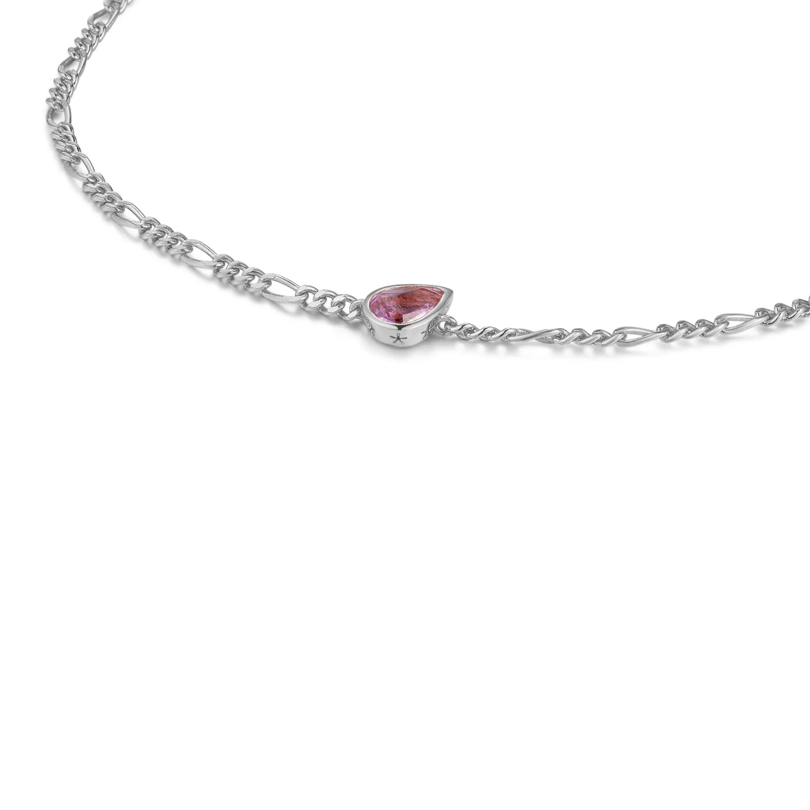 Amethyst Silver Figaro Necklace - Lindy