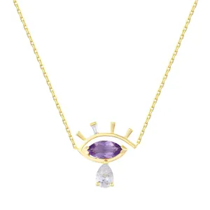 Art Deco Evil Eye Necklace (Yellow Gold)