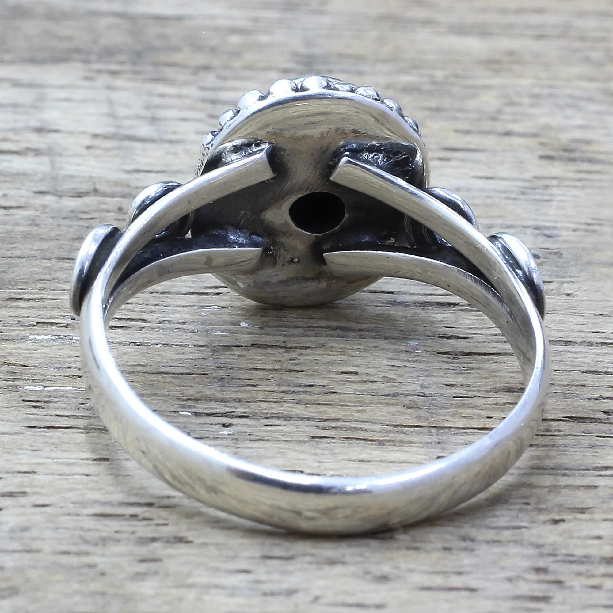 Artisan Designed Sterling Silver and Malachite Cocktail Ring - Hypnotic Forest | NOVICA