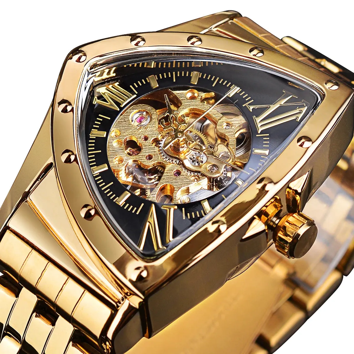Aviator DUNCOUGAR Man's Luxury Wrist Sport Black Triangle Skeleton Watch Automatic Design Movement Waterproof