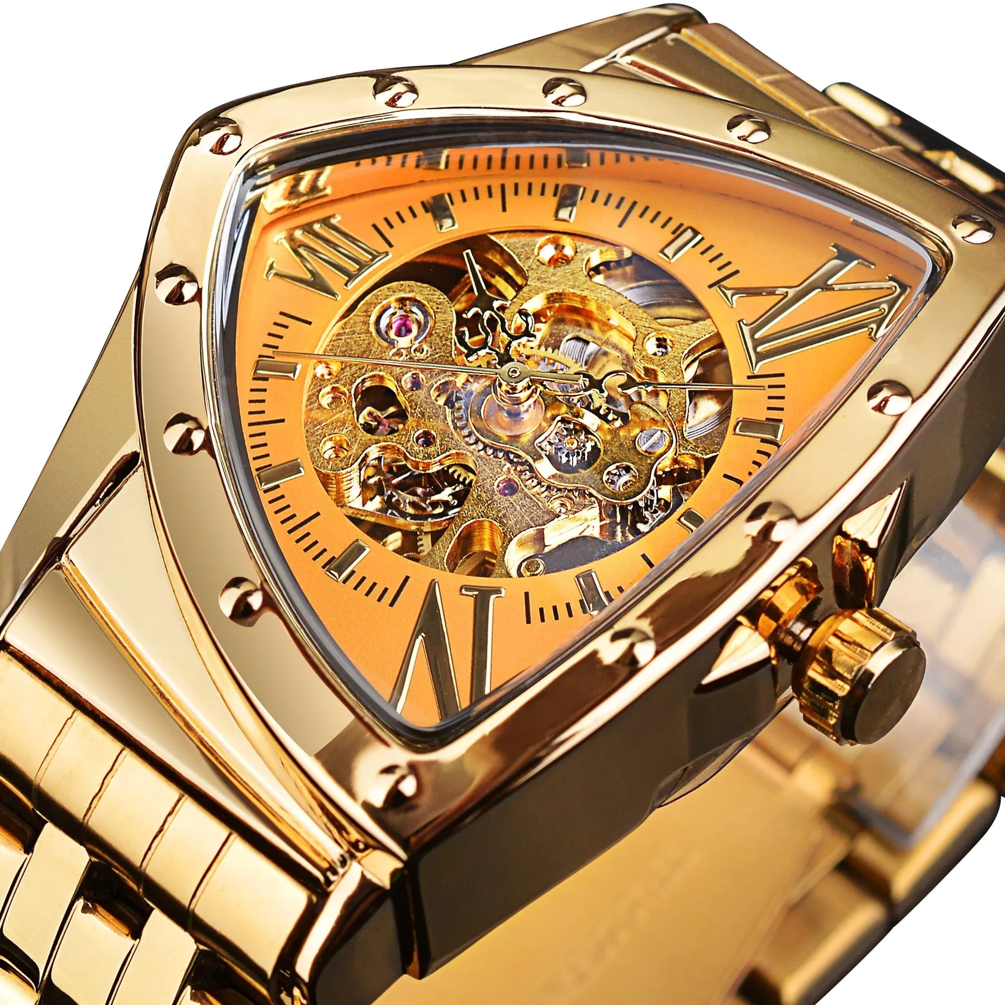 Aviator DUNCOUGAR Man's Luxury Wrist Sport Black Triangle Skeleton Watch Automatic Design Movement Waterproof