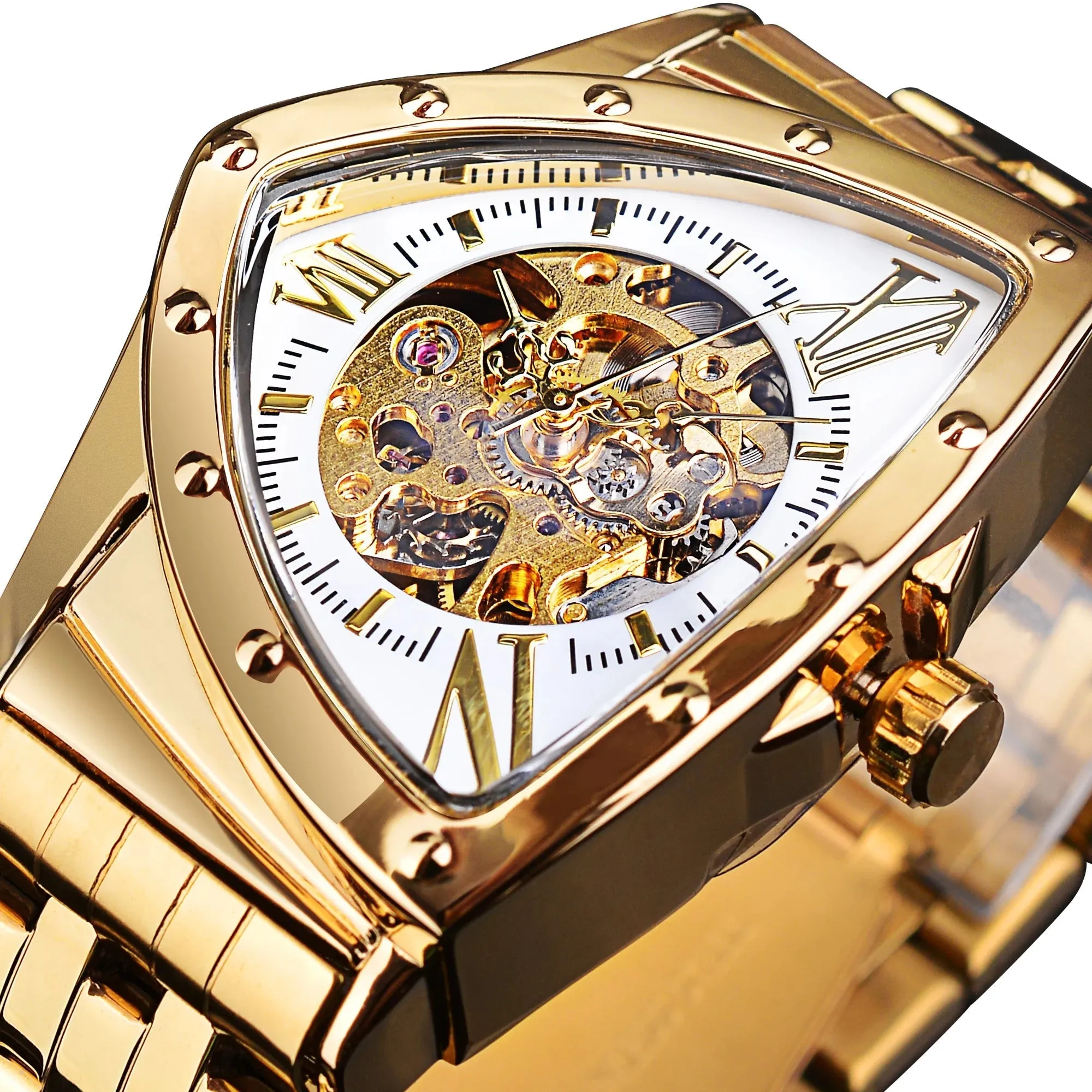 Aviator DUNCOUGAR Man's Luxury Wrist Sport Black Triangle Skeleton Watch Automatic Design Movement Waterproof