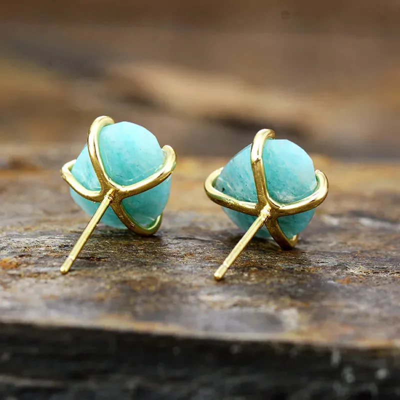 'Balanda' Prehnite Stud Earrings