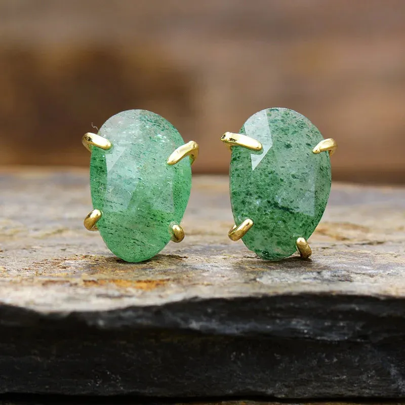 'Balanda' Prehnite Stud Earrings