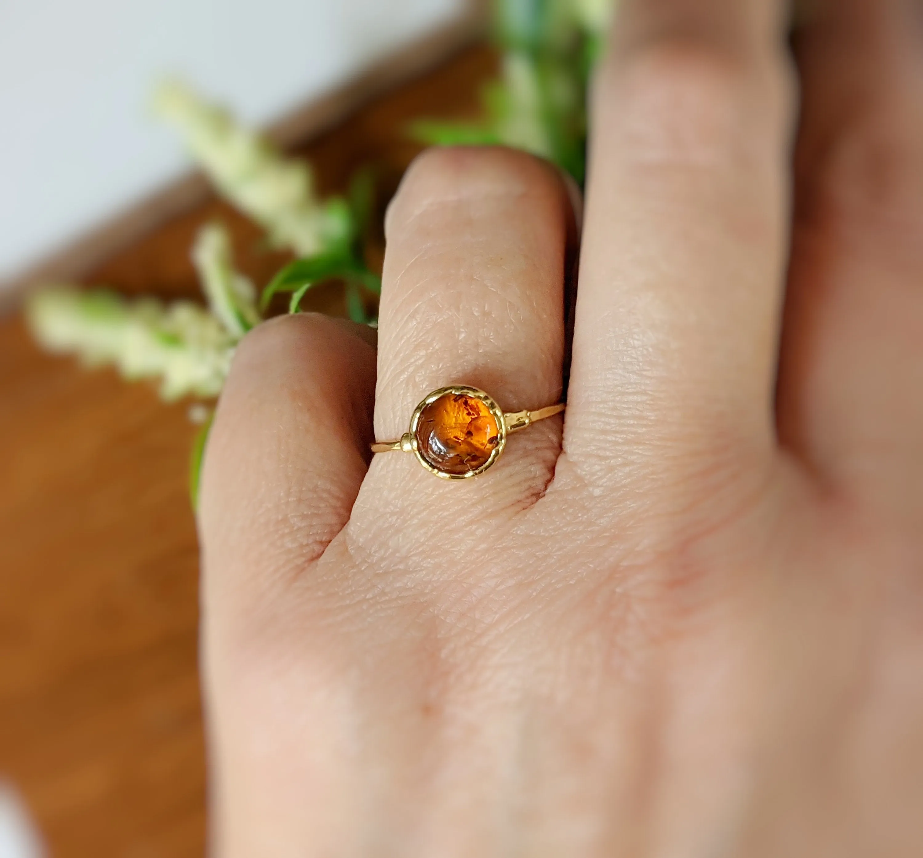 Baltic Amber Gold ring