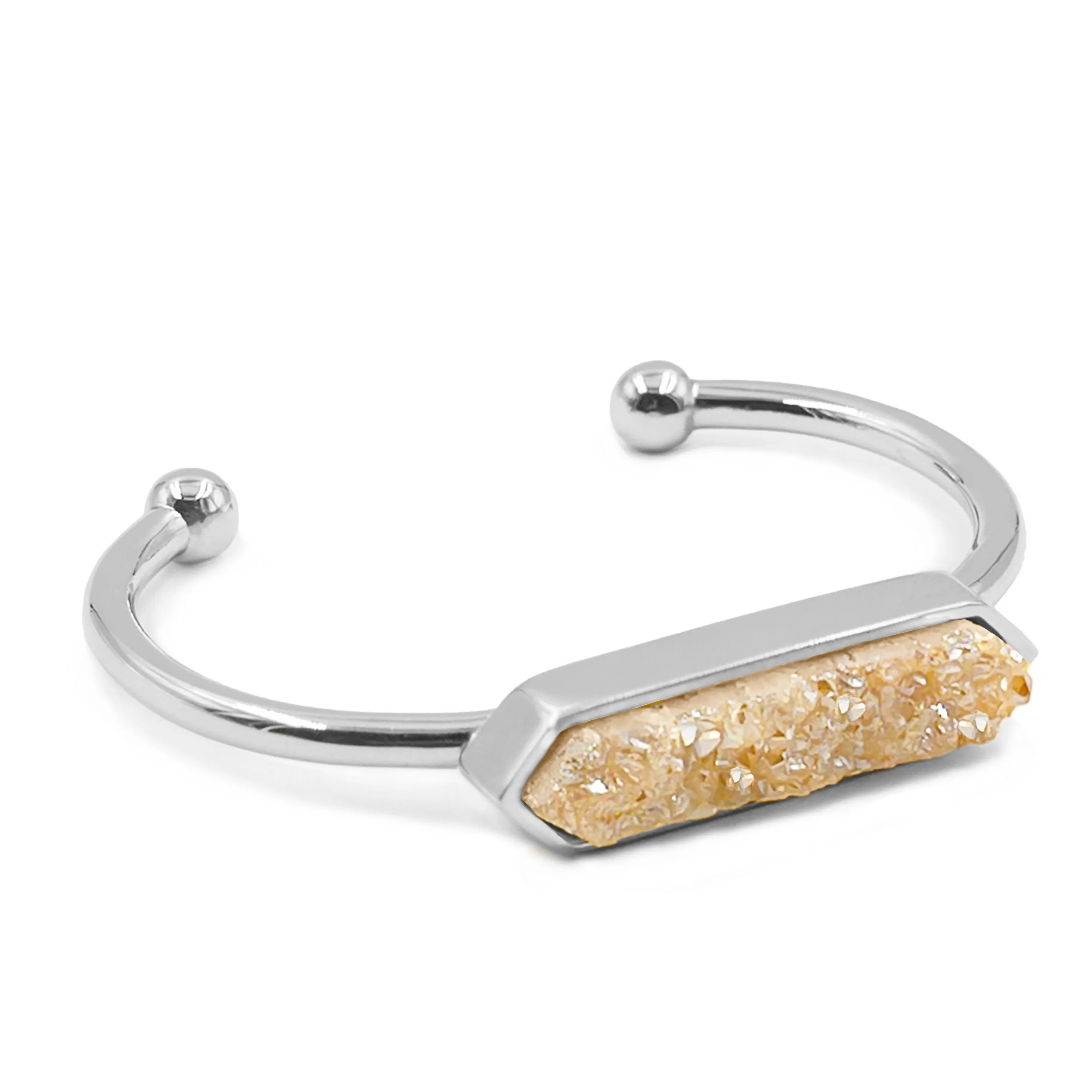 Bangle Collection - Silver Amber Quartz Bracelet