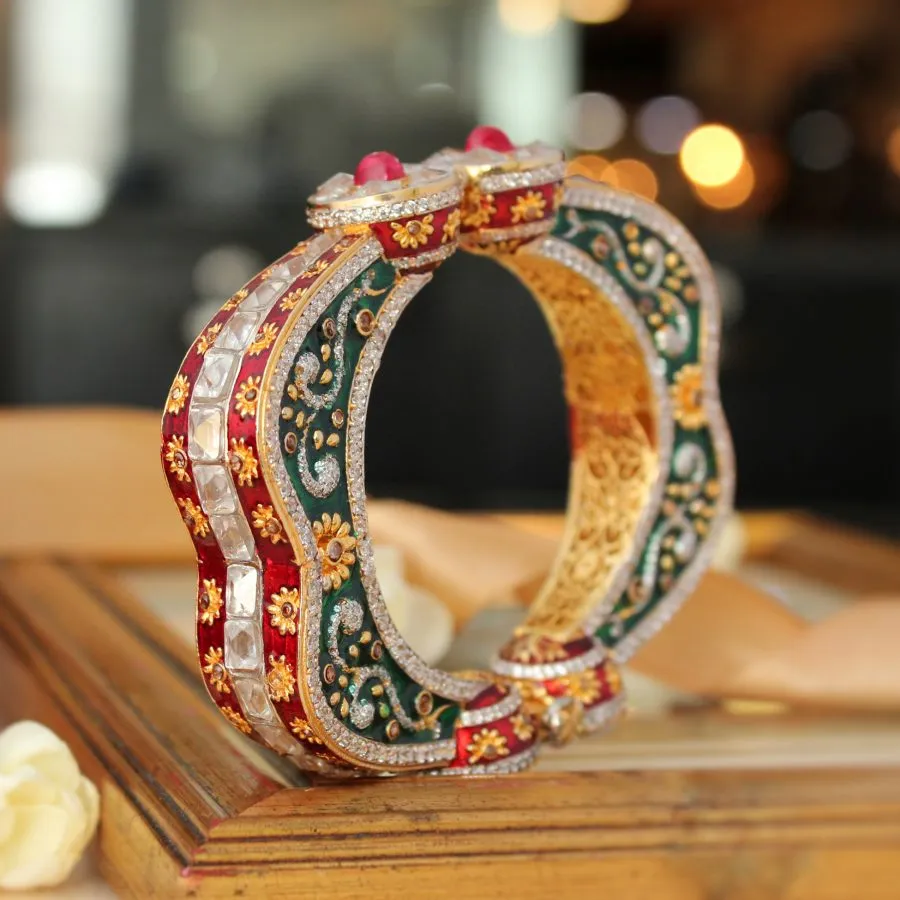Bangle with Polkies, Chetum and Zircons