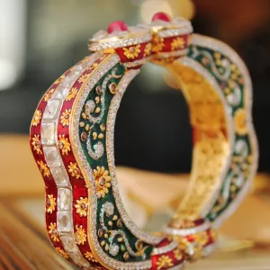 Bangle with Polkies, Chetum and Zircons