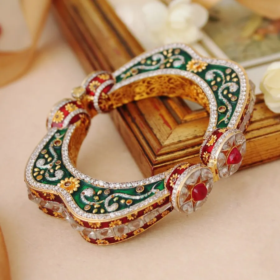 Bangle with Polkies, Chetum and Zircons