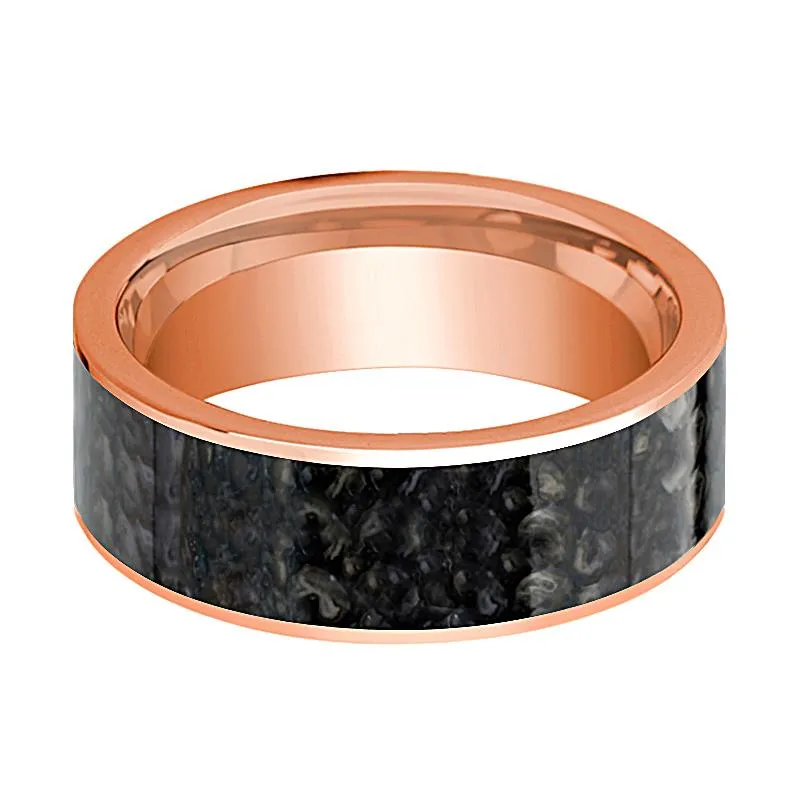 BARYONYX | 14k Rose Gold & Blue Dino Bone Ring
