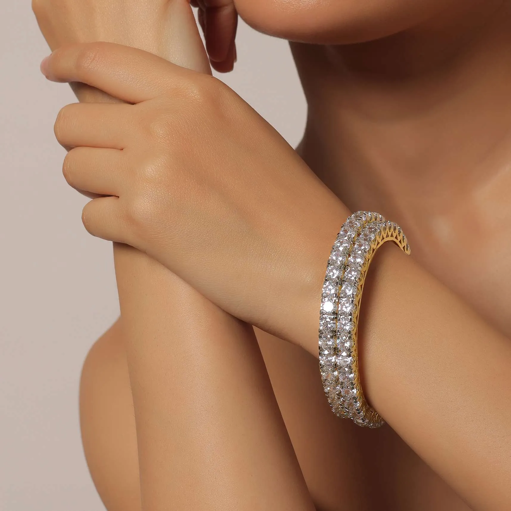 Beautiful Pair Of Dazzling Diamond Bangles