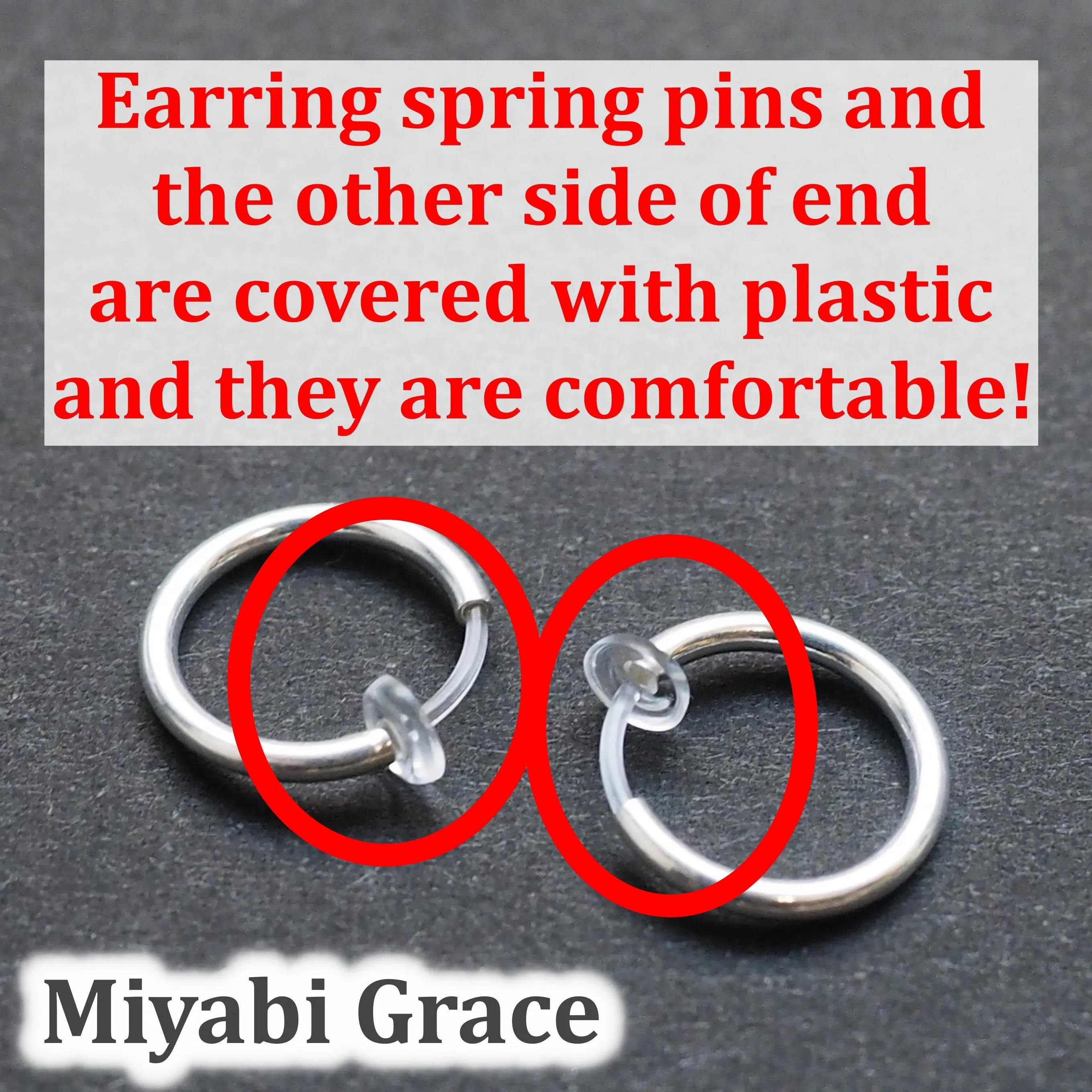 Black Ball Invisible Clip On Hoop Earrings