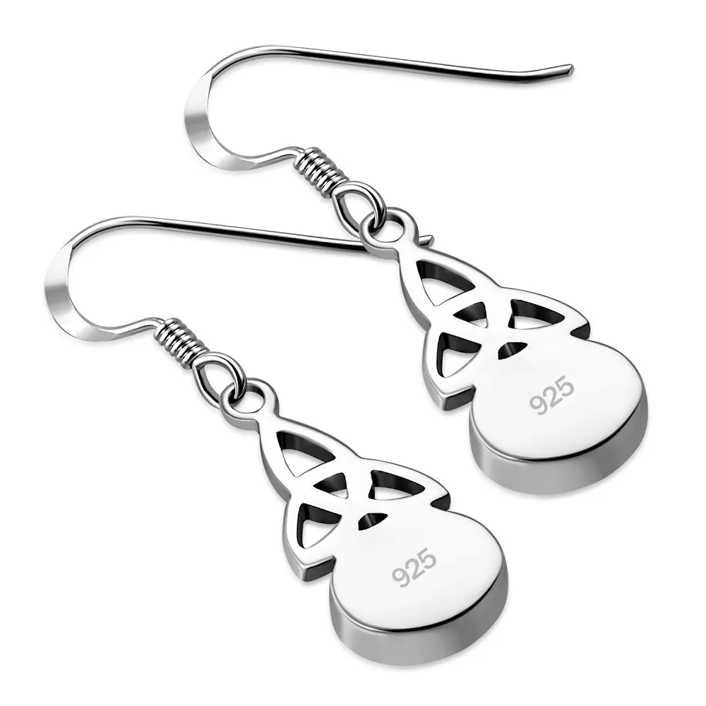Black Onyx Celtic Trinity Knot Silver Earrings