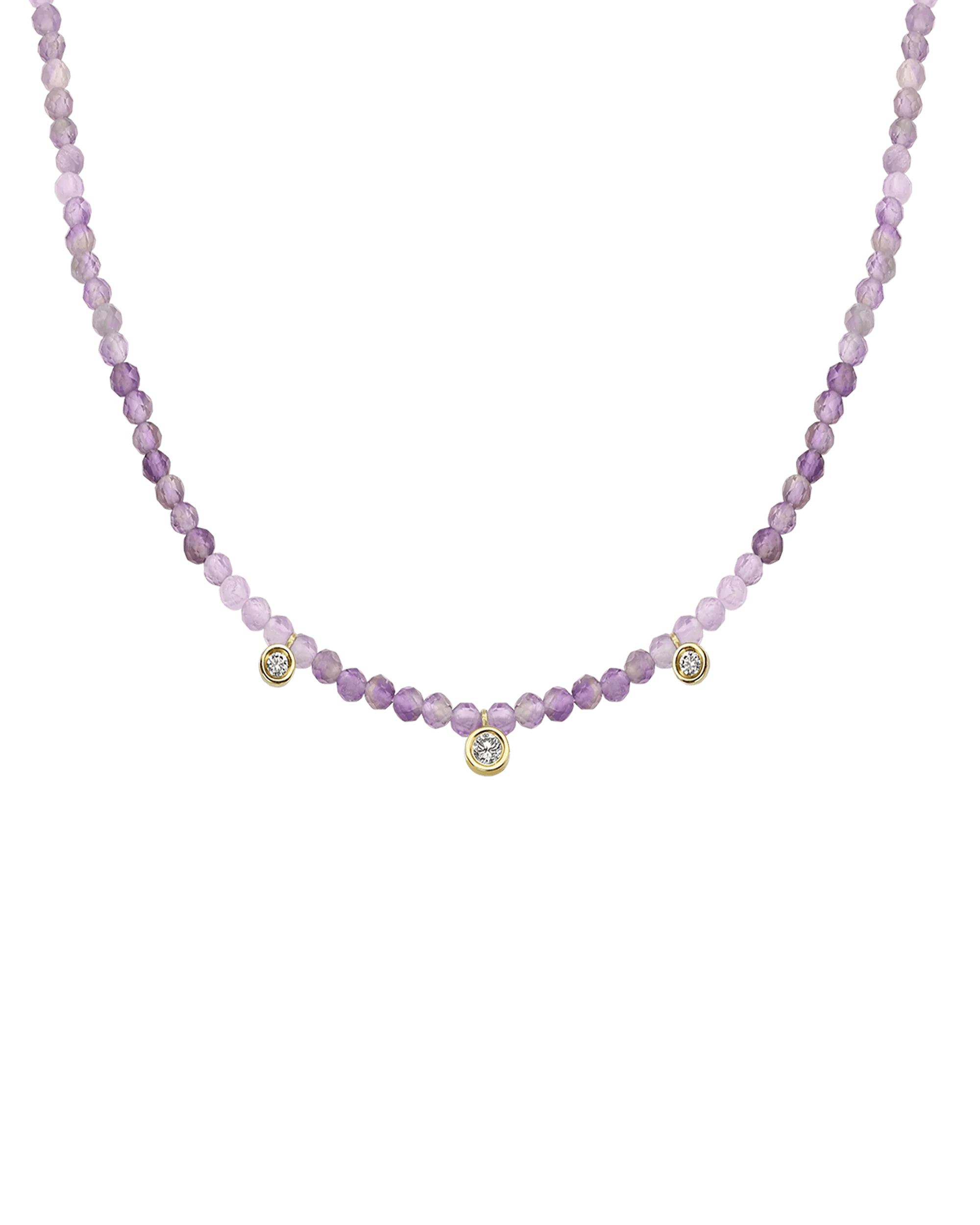 Blue Lapis Gemstone & Three diamonds Necklace - 14K Rose Gold